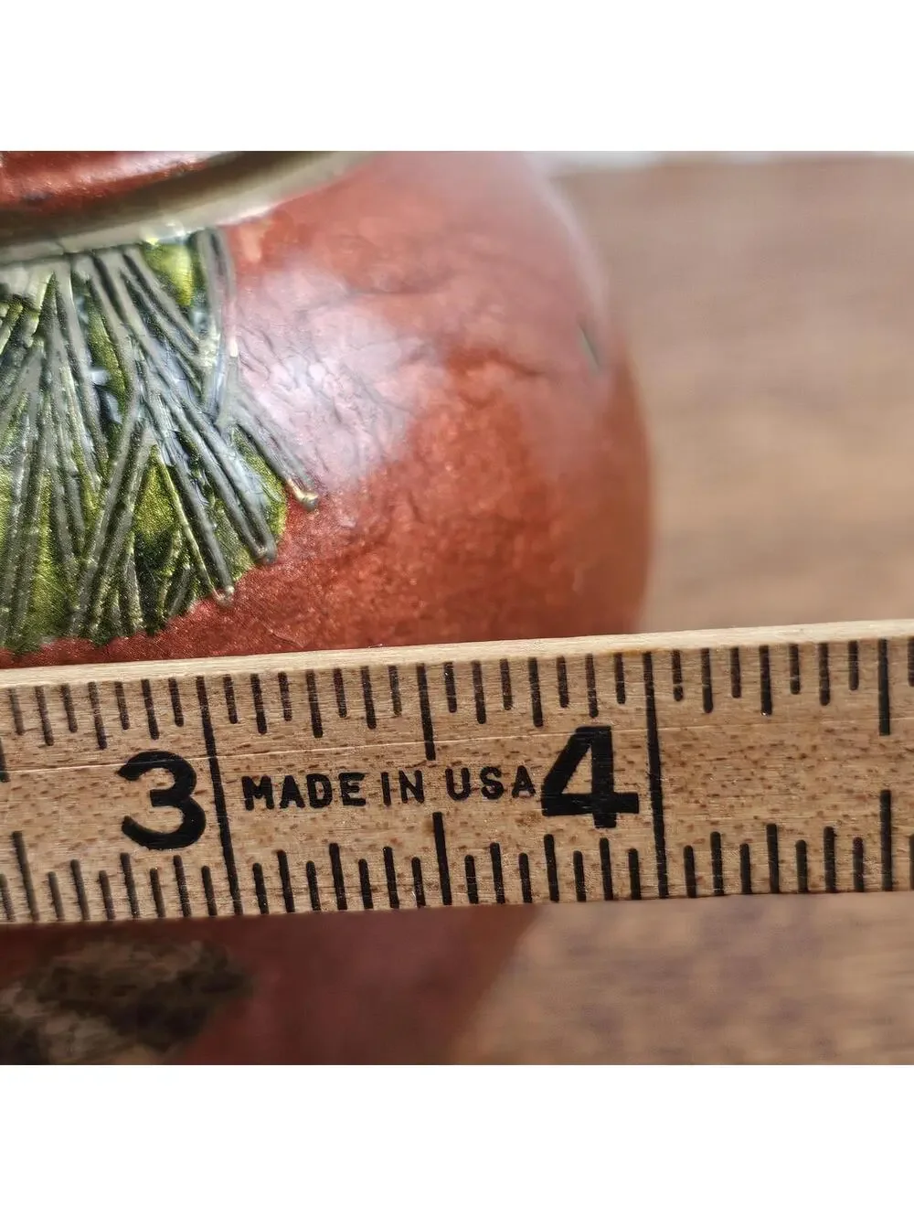 Vintage Brass Lidded Trinket Jar Bird Pine Cone Decor Made in India